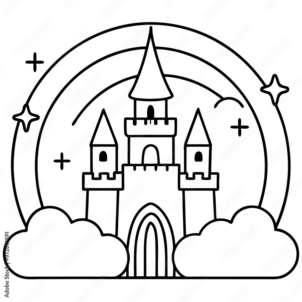 castle rainbow magic outline coloring book page line art drawing castle rainbow magic outline coloring book page line art drawing