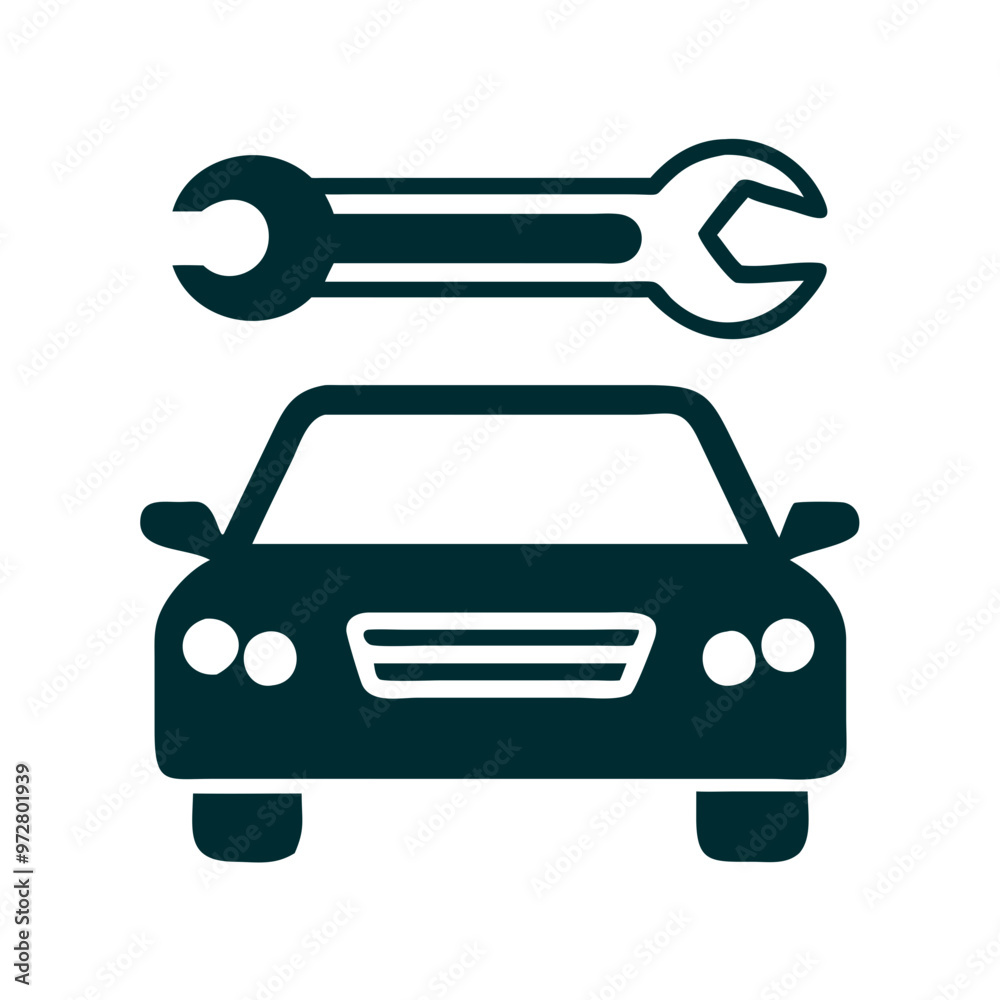 Wrench and Car Icon. Auto, car, traffic, transport Wrench and Car Icon. Auto, car, traffic, transport