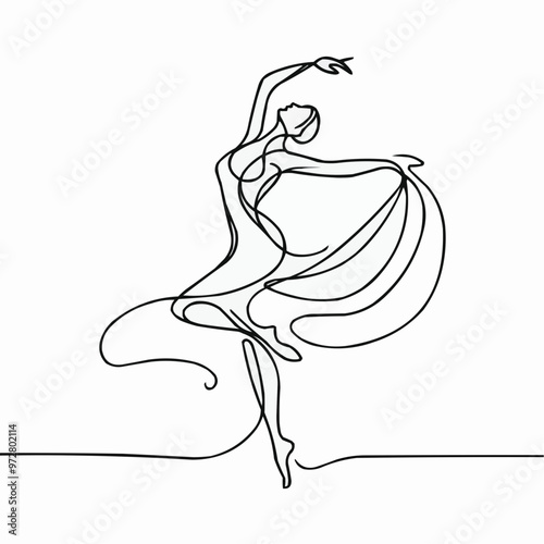 Graceful Dancer in Continuous Line