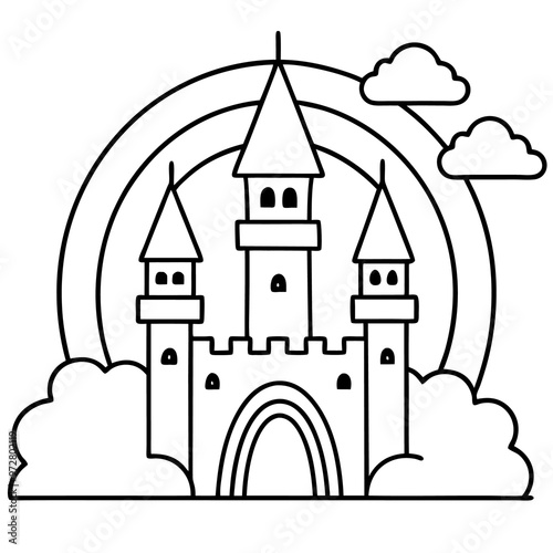 castle rainbow magic outline coloring book page line art drawing