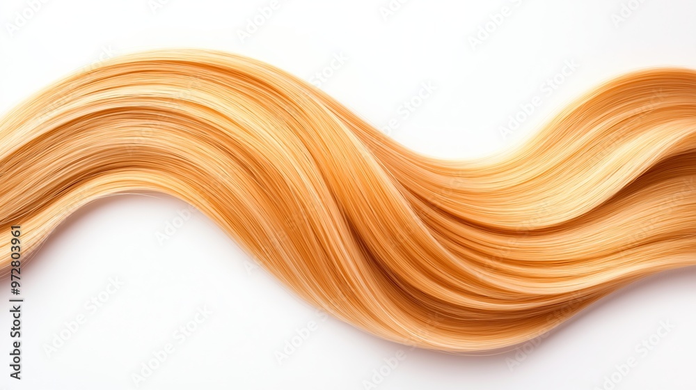 A long, curly blonde hair with a white background. The hair is styled in a way that it looks like it is flowing down the page A long, curly blonde hair with a white background. The hair is styled in a way that it looks like it is flowing down the page