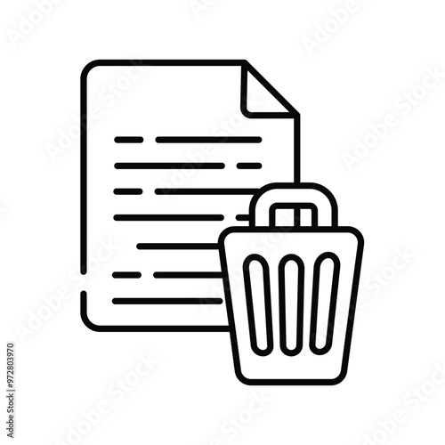 trash line icon with white background vector stock illustration