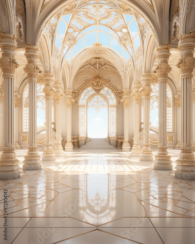 The atmosphere inside the palace, LDS castle, white, gold, and magnificent.