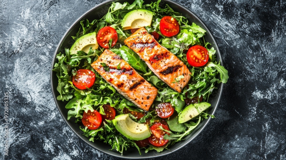 Fresh and Colorful Green Salad Bowl with Nutritious Ingredients for Balanced Diet Concept Fresh and Colorful Green Salad Bowl with Nutritious Ingredients for Balanced Diet Concept