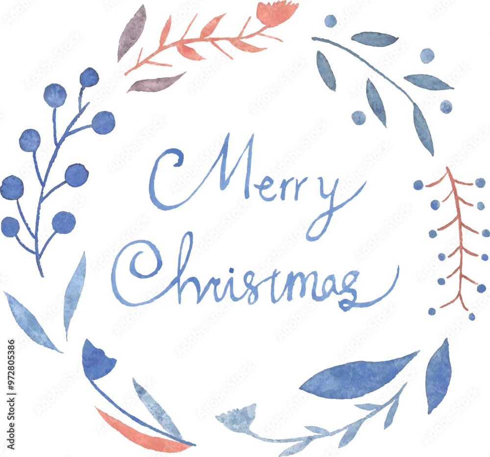 Obraz premium 水彩タッチのおしゃれなクリスマスのタイトル