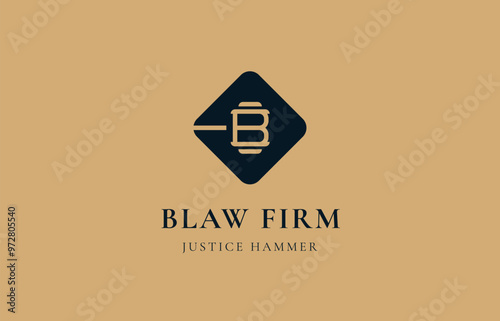 Logo Letter B and Hammer of Law, Justice, Law firm, lawyer. Editable file