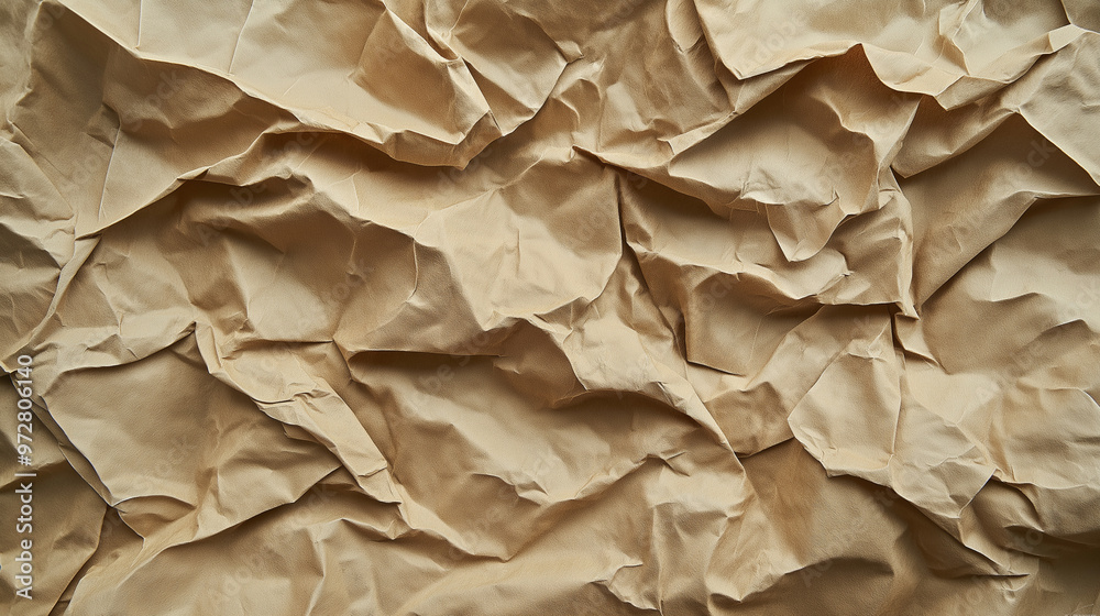 A crumpled brown paper texture creating an abstract and rustic appearance. A crumpled brown paper texture creating an abstract and rustic appearance.