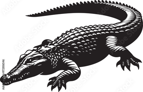 crocodile silhouette vector art.