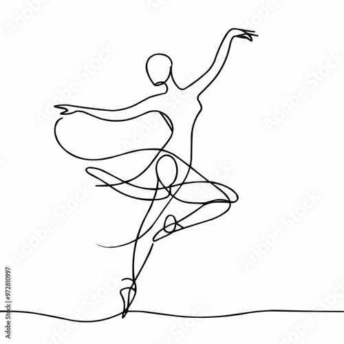 Graceful Dancer in Continuous Line