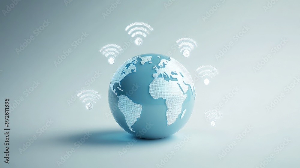 globes with network, WiFi,internet icons globes with network, WiFi,internet icons