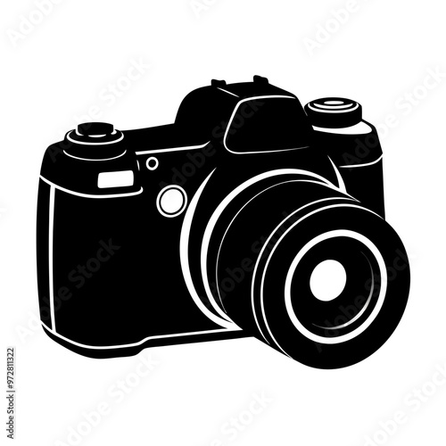 Hands are holding a camera. Vector illustration isolated.taking photo with modern digital camera with angles. Journalist or reporter making pictures. Continuous line draw design graphic vector illustr