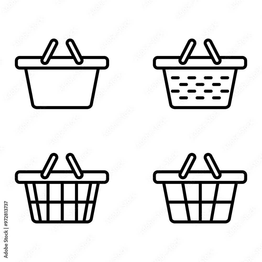 shopping bag icon set online purchase shopping cart trolley symbol outline style shopping bag icon set online purchase shopping cart trolley symbol outline style