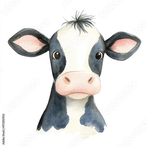 cute cow watercolor clipart illustration isolated