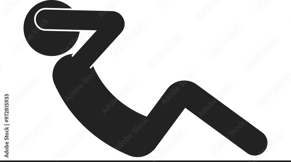 Isolated sport pictogram, man sit up, abdominal core workshop sign Isolated sport pictogram, man sit up, abdominal core workshop sign