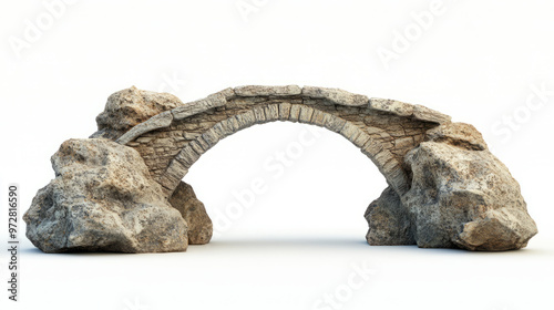 A bridge connecting two cliffs, depicting overcoming challenges and finding a way, isolated on a white background photo