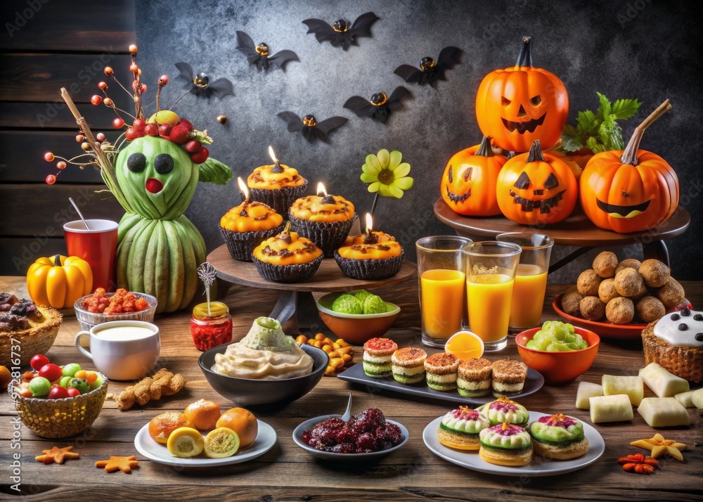 * Fun Halloween party food ideas for kids and adults Stock Illustration ...