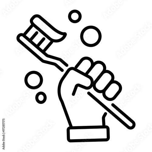 A linear icon of toothbrush