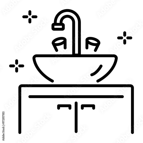 A line icon of bathroom basin 