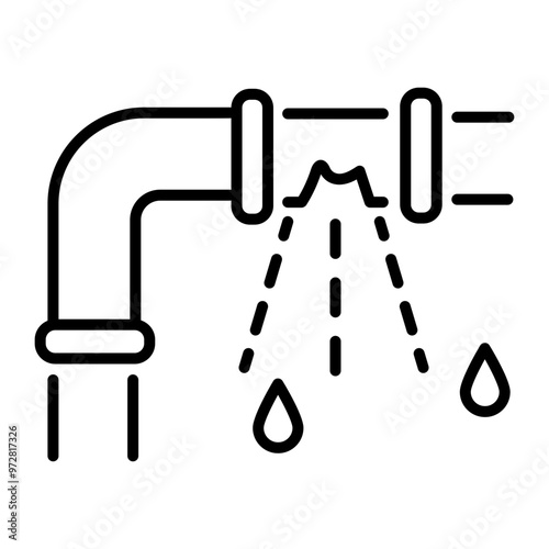 Pipe leakage icon in linear style