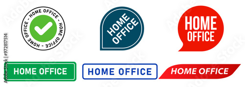 Home office stamp colorful badge work from home remote working freelance job design set collection