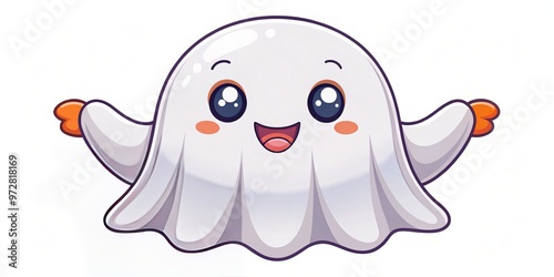 Adorable cartoon Halloween ghost with cute and playful design photo