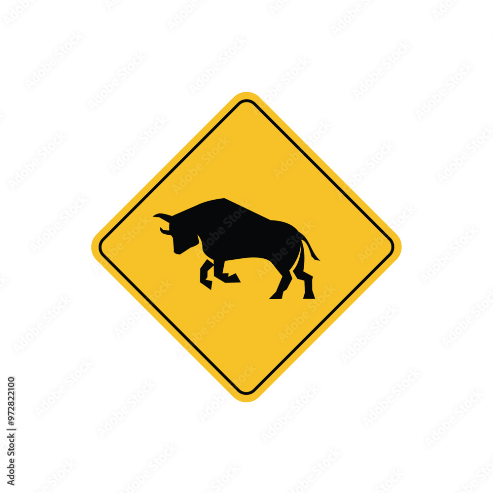 road sign icon, bull crossing on yellow rhombus. board.suitable for poster use and web icon
road sign icon, bull crossing on yellow rhombus. board.suitable for poster use and web icon