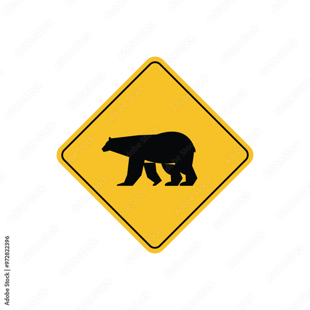 road sign icon, polar bear crossing on yellow rhombus. board.suitable for poster use and web icon
road sign icon, polar bear crossing on yellow rhombus. board.suitable for poster use and web icon