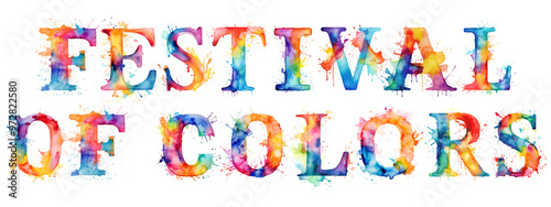 Festival of colors png splashed watercolor alphabet, transparent background