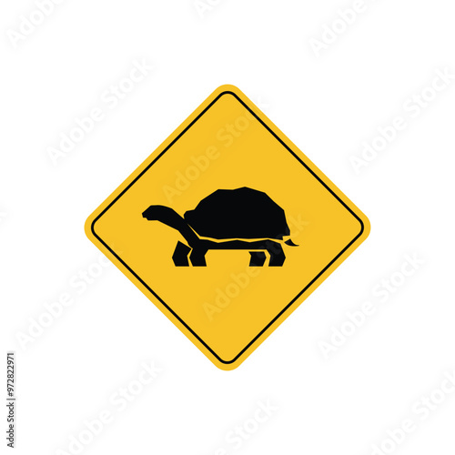 road sign icon, turtle crossing on yellow rhombus. board.suitable for poster use and web icon	
