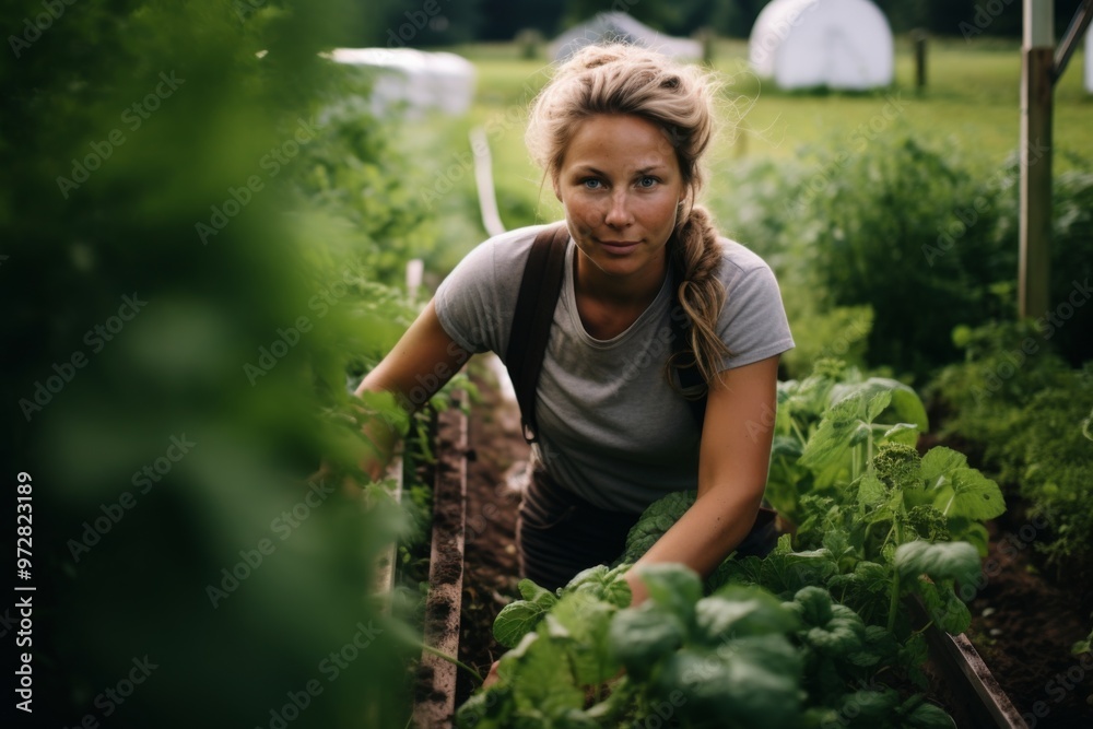 Portrait of a young farming woman on farm in Sweden Portrait of a young farming woman on farm in Sweden