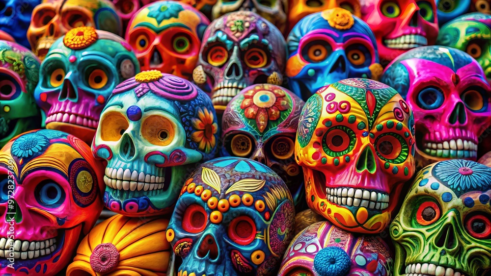 Candy skulls with bold bright colors Candy skulls with bold bright colors