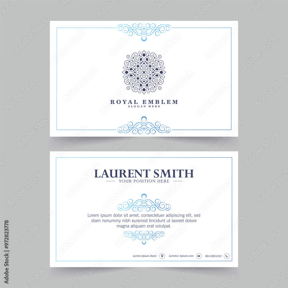 Fototapeta premium Blue ornamental logos and business cards template