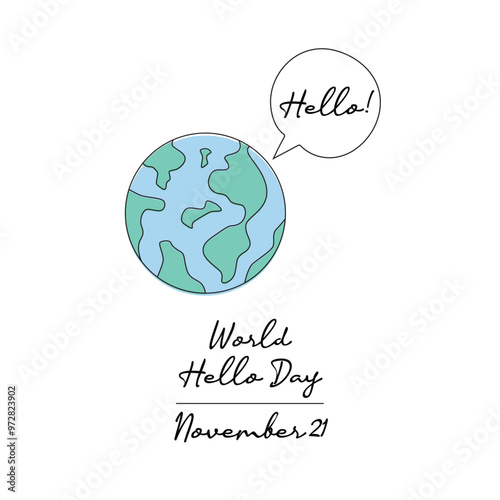 line art of World Hello Day good for World Hello Day celebrate. line art.