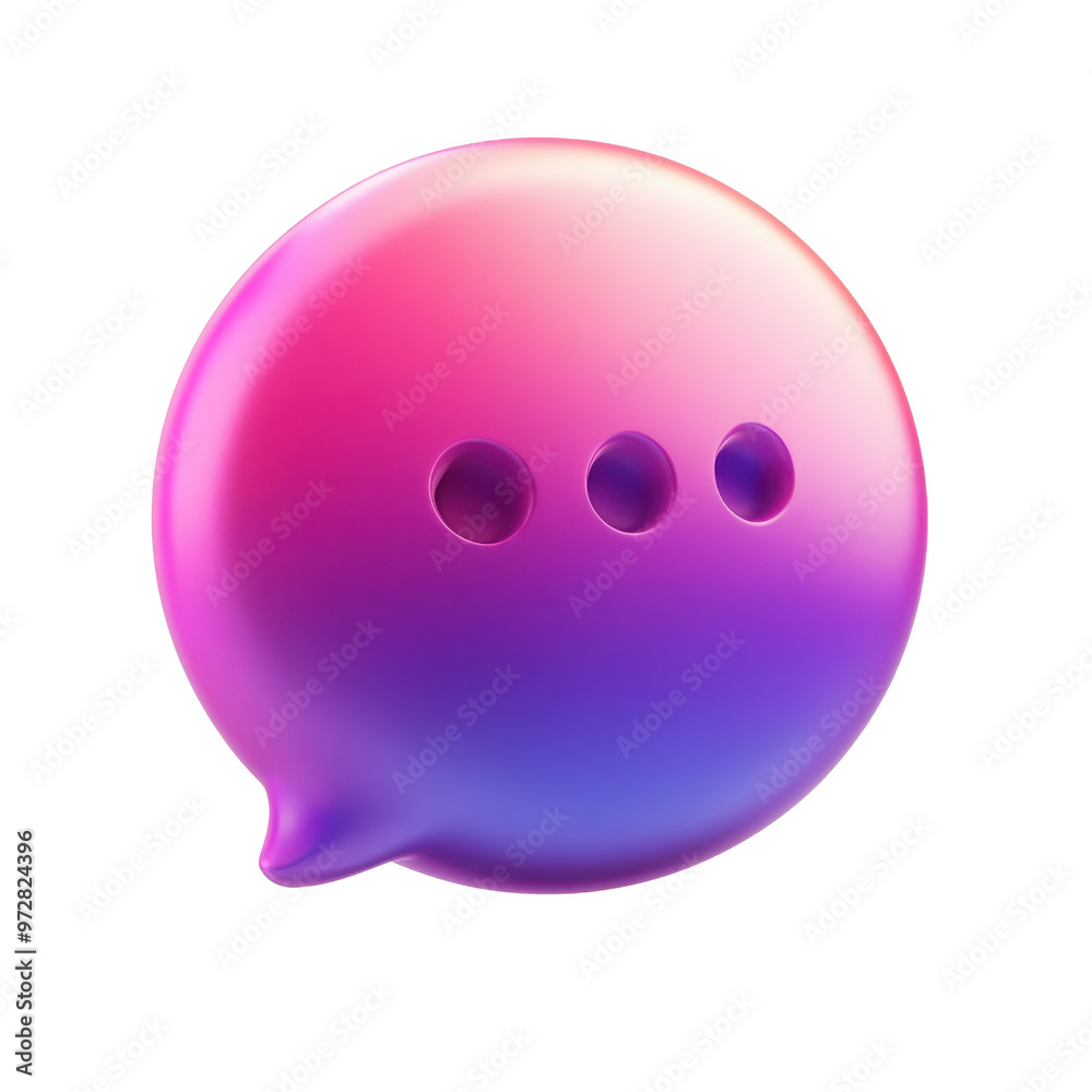 Modern 3D Social Media Message Bubble Icon with Pink to Purple Gradient on White Background Modern 3D Social Media Message Bubble Icon with Pink to Purple Gradient on White Background