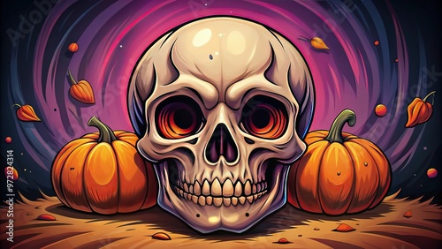 Cartoon Halloween skull illustration design inspiration photo