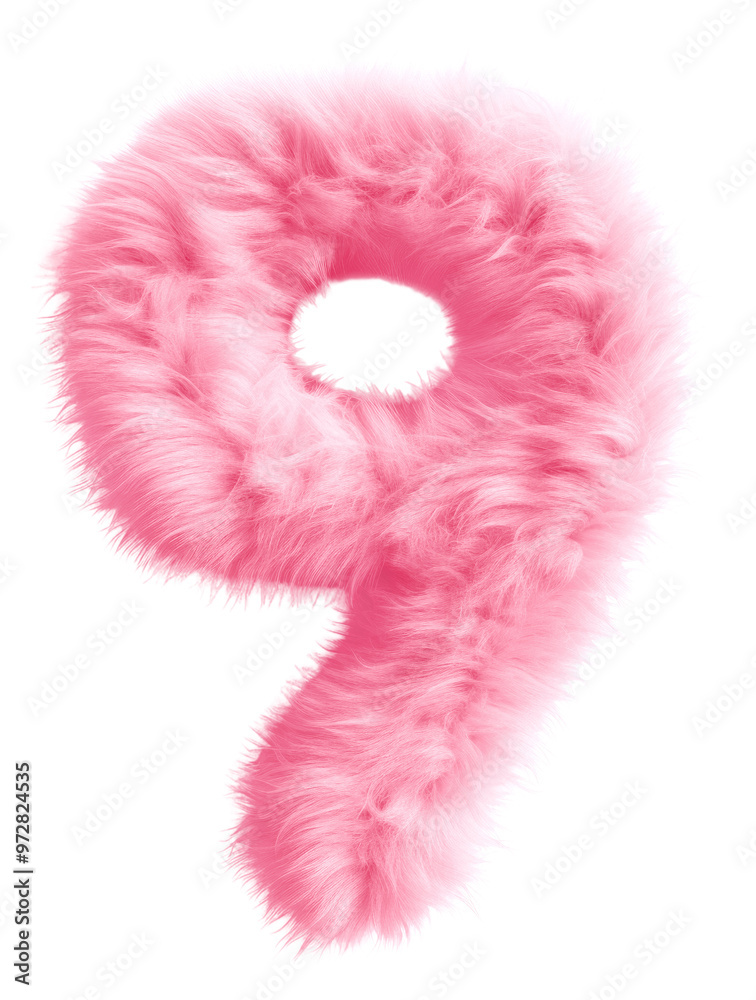 PNG  Fur letter 9 pink white background accessories.
