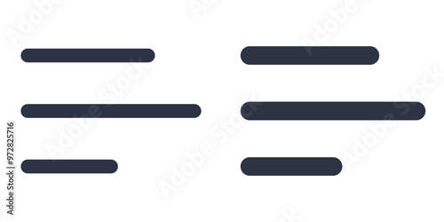 Hamburger Menu or Horizontal Menu simple icons set designed in filled, outline, line and stroke style