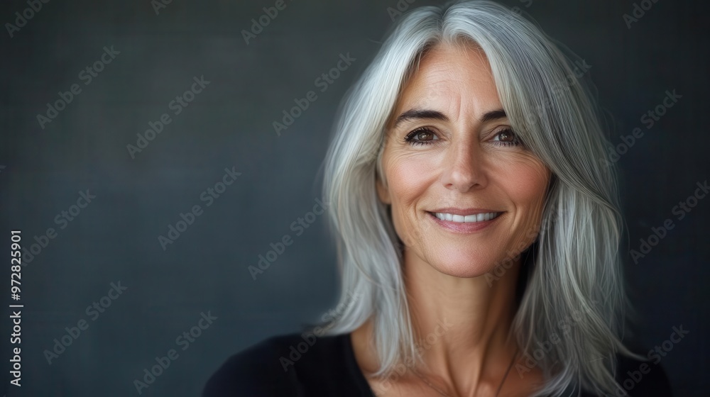 elegant portrait of a silverhaired mature woman with confident smile showcasing natural beauty and wisdom against soft diffused lighting elegant portrait of a silverhaired mature woman with confident smile showcasing natural beauty and wisdom against soft diffused lighting