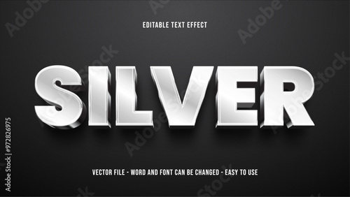 Silver editable text effect, shiny text style