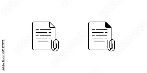 paperclip set icon with white background vector stock illustration