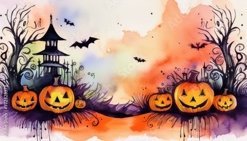 halloween background with pumpkin photo