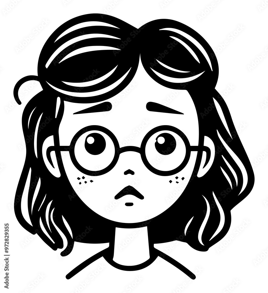 Fototapeta premium Sad woman png character line art, transparent background