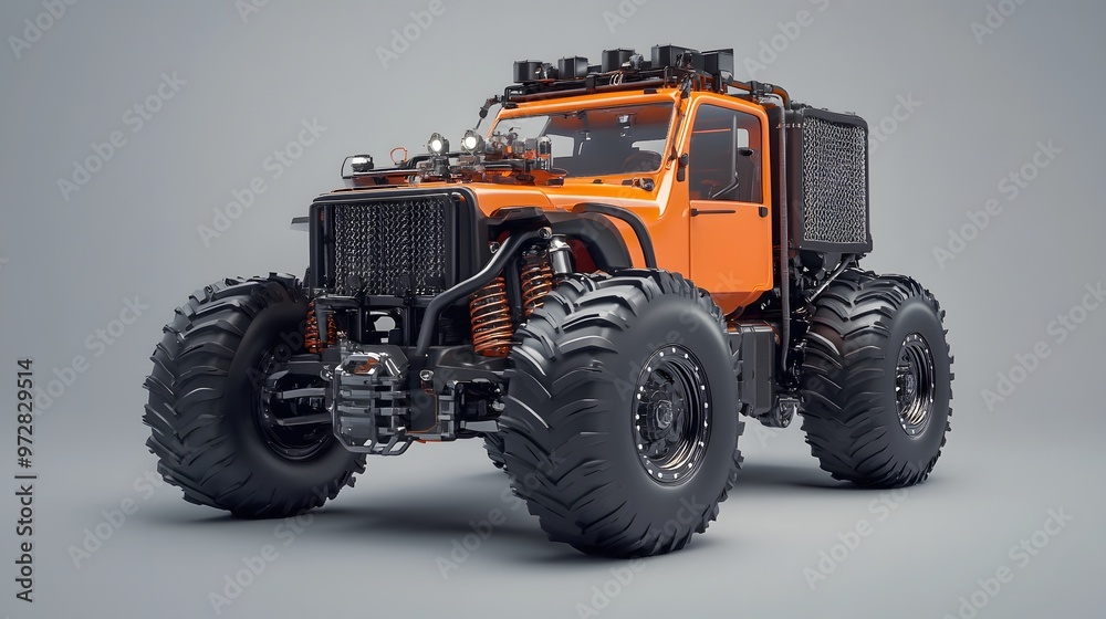 Obraz premium 38. **Realistic 3D model of a rugged off-road engine with heavy-duty components and large air filter