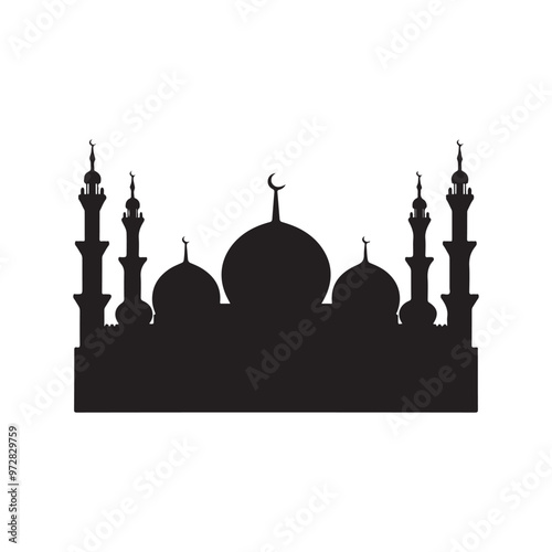 vector of black silhouette of mosque