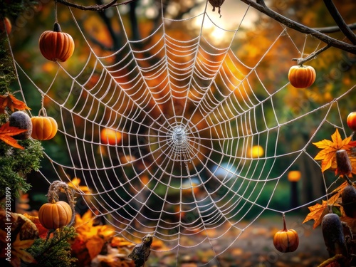 Creepy crawly spider web Halloween aesthetic photo