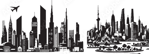 Vector city silhouette in a flat style. Modern urban landscape.vector illustration vector
