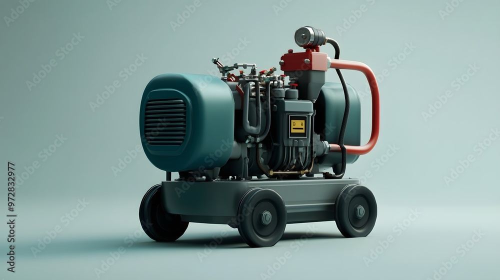 35. **High-resolution 3D model of a small engine used in portable generators with visible fuel tank 35. **High-resolution 3D model of a small engine used in portable generators with visible fuel tank