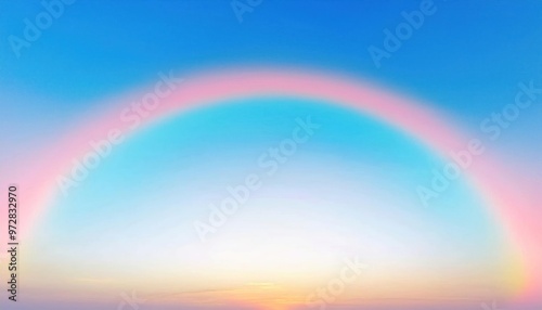 Pastel Rainbow with Clear Blue Sky Background - Soft Blue, Pink, and Yellow Tones