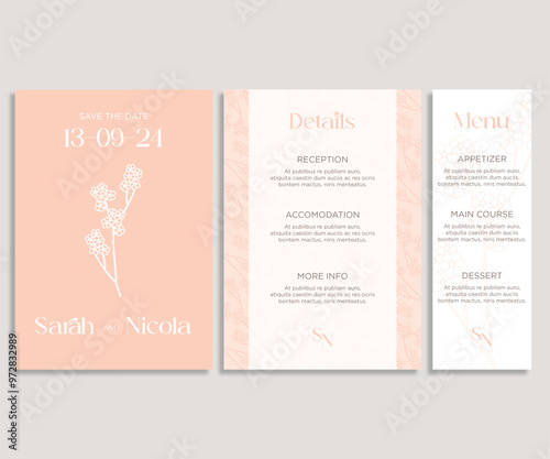 Card d'invito per matrimonio. Invito di partecipazione al matrimonio. Stile fresco, minimal e moderno
