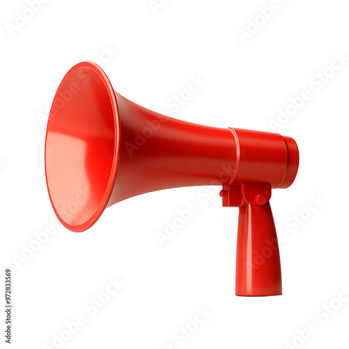 A vibrant red megaphone ideal for announcements, promotions, and communication, perfect for events and social gatherings.